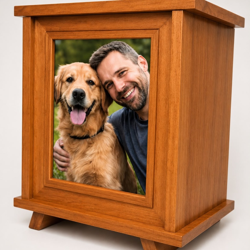 Urna Portarretrato de madera con marco para fotografía